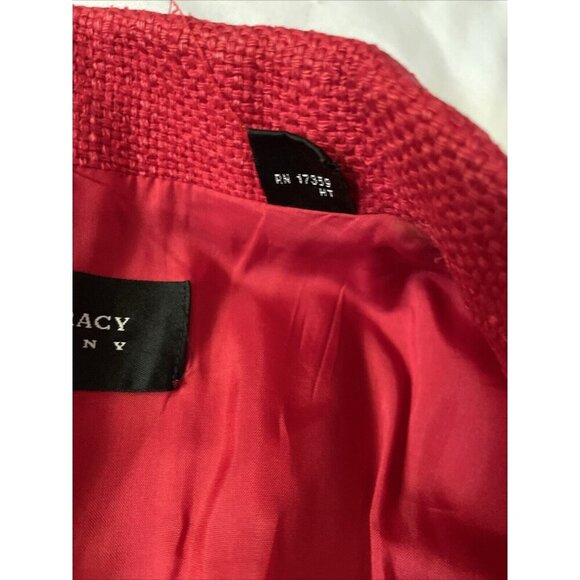 Vintage Ellen Tracy Red Silk Blazer Size 10 With Pockets & Button Details - Picture 12 of 13